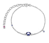 Sterling Silver Bracelet w/ Sapphires & Diamonds - 8.5"